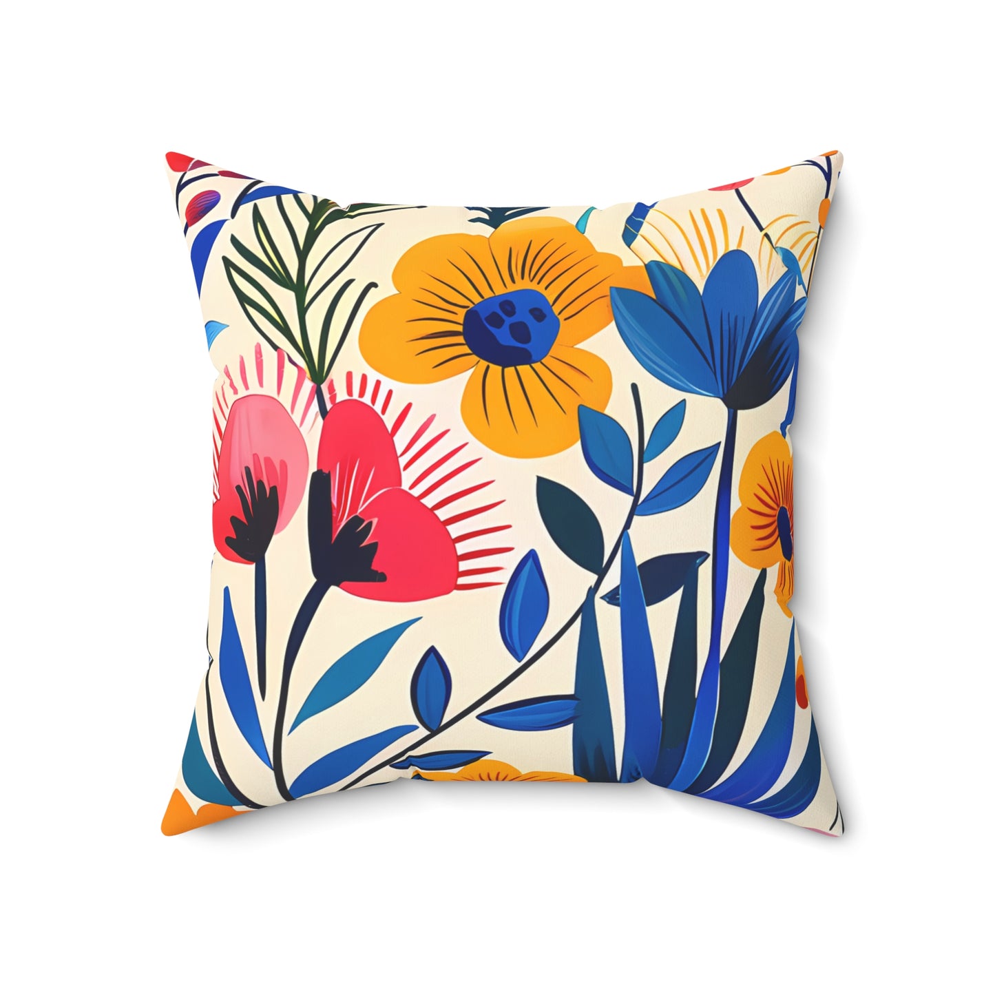 Happy Heartfelt Blooms Square Throw Pillow - Spun Polyester - Double-Sided Print - Concealed Zipper - Available in 4 sizes