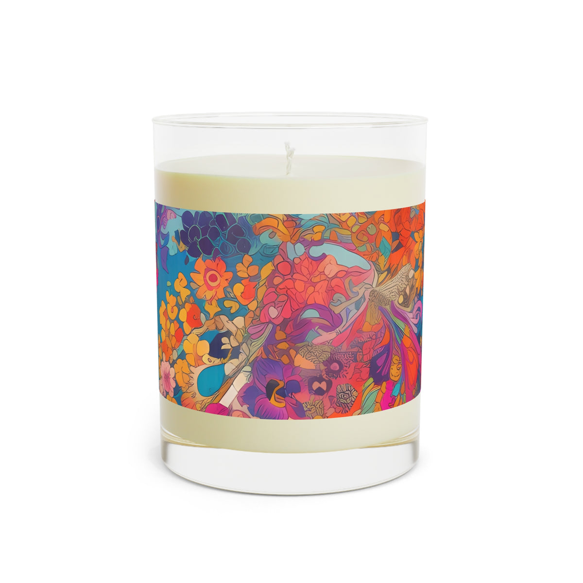 Kaleidoscopic Floral Dance 100% Soy Wax Scented Candle - 11 oz. Full-Glass, Phthalate-Free & Lead-Free - Three Fragrance Options