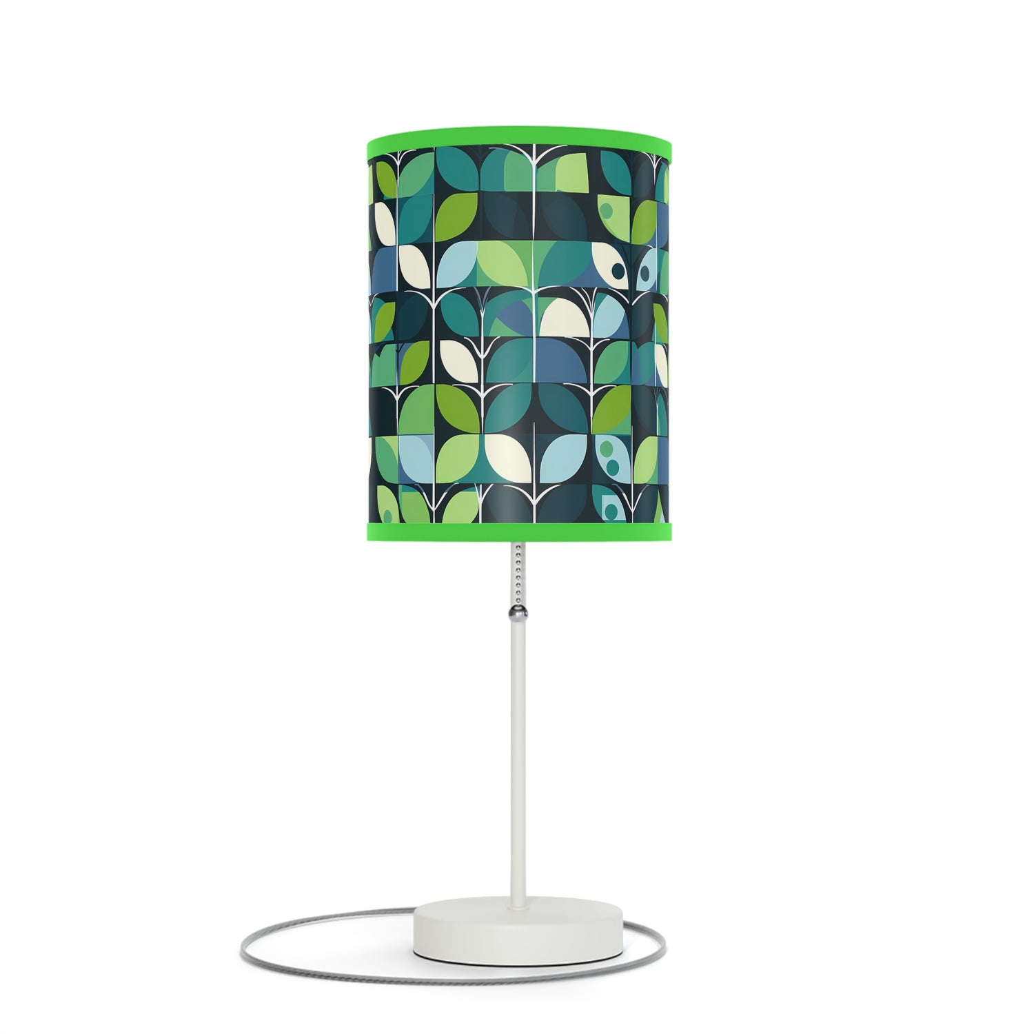 1960s Groovy Mod Modern Table Lamp. 20" Tall, Metal Stand, US|CA Plug, Available in 2 Finishes & Multiple Trim Colors