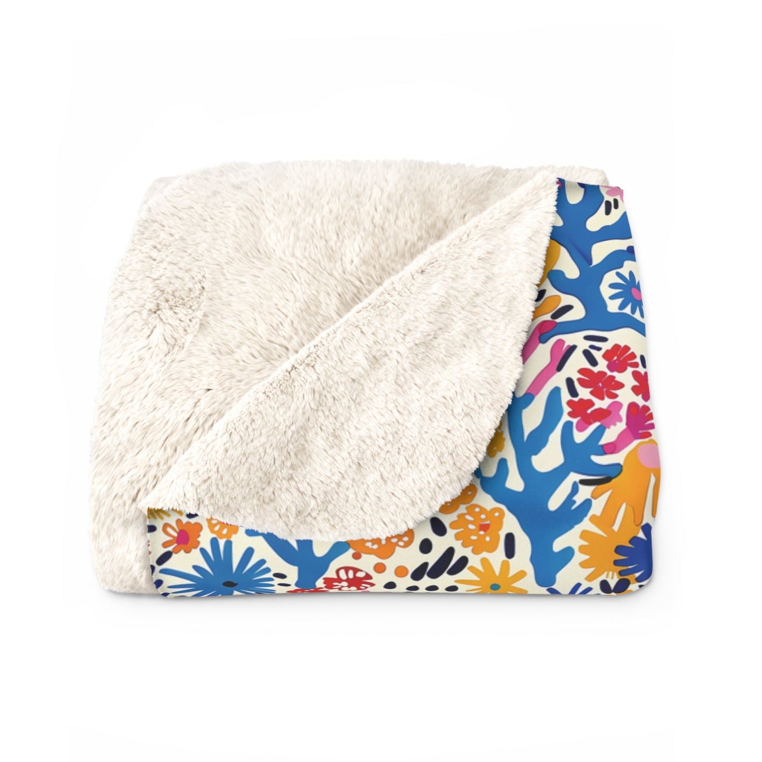 Coral Bloom Harmony Sherpa Fleece Blanket - Snuggle in Modern Color and Style! Available in 2 sizes.