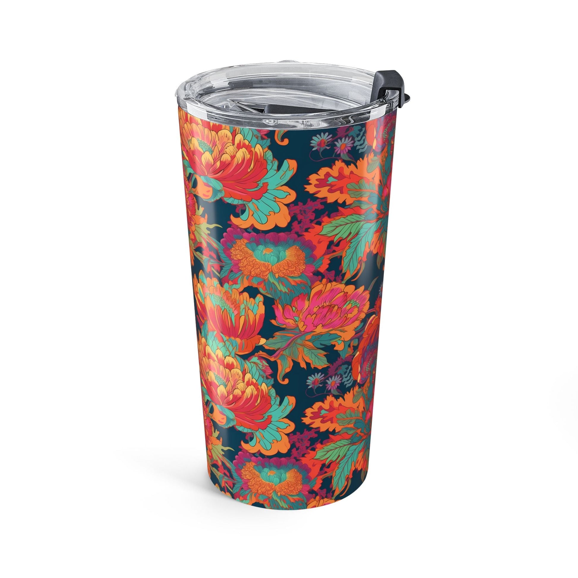 Psychedelic Flower Power insulated tumbler left view