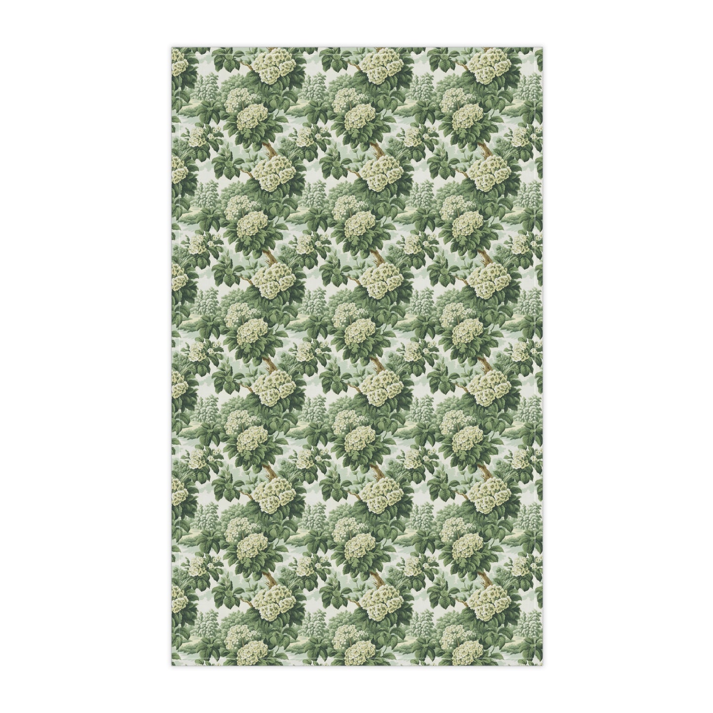 Vintage Green Hydrangea Kitchen Towel - Cotton Twill - 18" x 30"