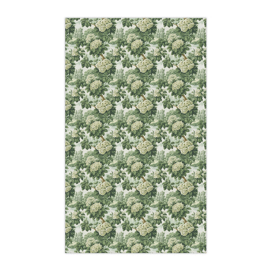 Vintage Green Hydrangea Kitchen Towel - Cotton Twill - 18" x 30"