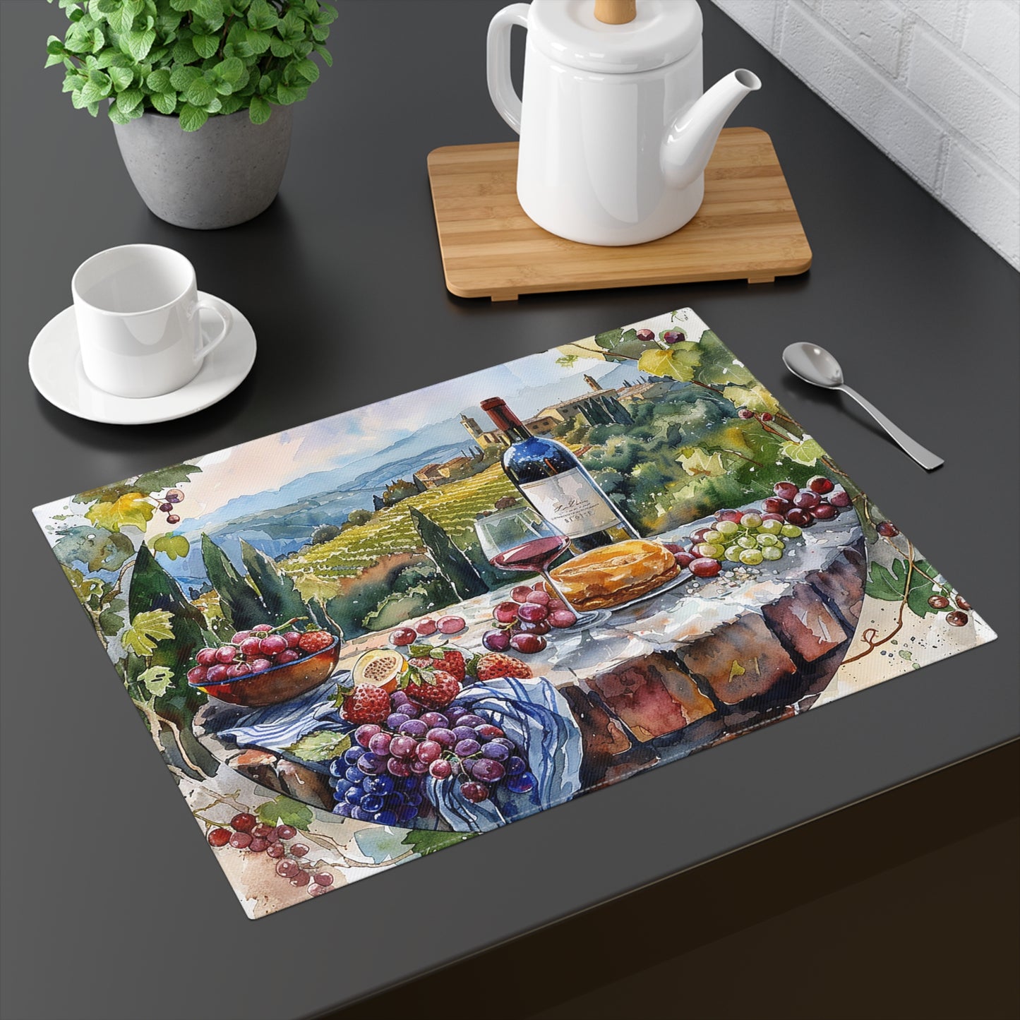 Tuscan Vineyard Vignette Placemat - 18" x 14".