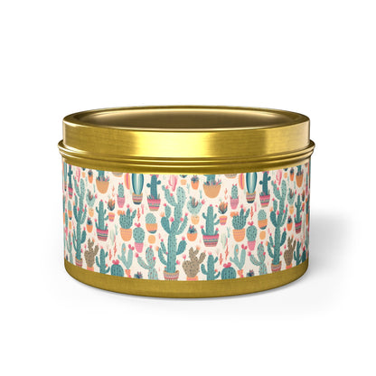 Desert Bloom Boom Tin Candle. Desert Blooms in a Tin. Available in 2 sizes, 3 finishes, and 5 scents.