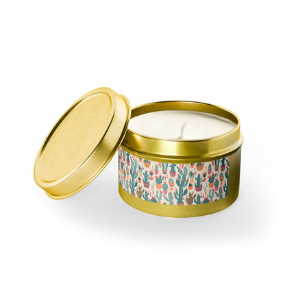 Desert Bloom Boom Tin Candle. Desert Blooms in a Tin. Available in 2 sizes, 3 finishes, and 5 scents.