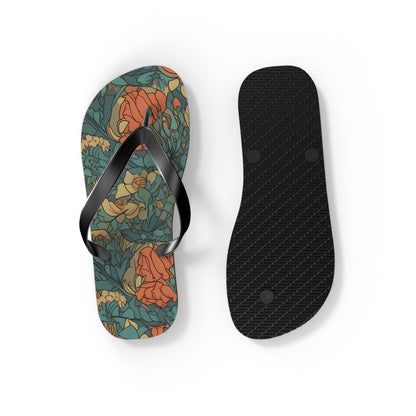 Bohemian Stained Glass Serenity Flip Flops. 5/8" Thick Comfortable Summer or Winter Gym/Sauna Footwear for Men and Women.