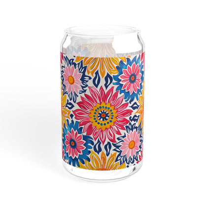 Sunsplash Petals Sipper Glass Tumbler - 16 oz - Sip in the Sunshine with Every Petal!