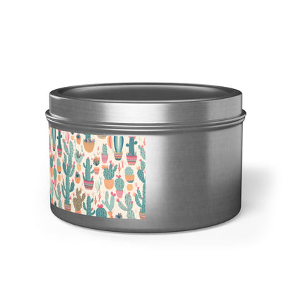 Desert Bloom Boom Tin Candle. Desert Blooms in a Tin. Available in 2 sizes, 3 finishes, and 5 scents.