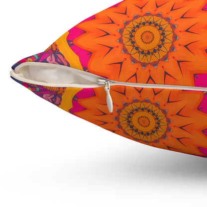 Fiery Mosaic Magic Square Throw Pillow - Spun Polyester - Double-Sided Print - Concealed Zipper - Available in 7 sizes