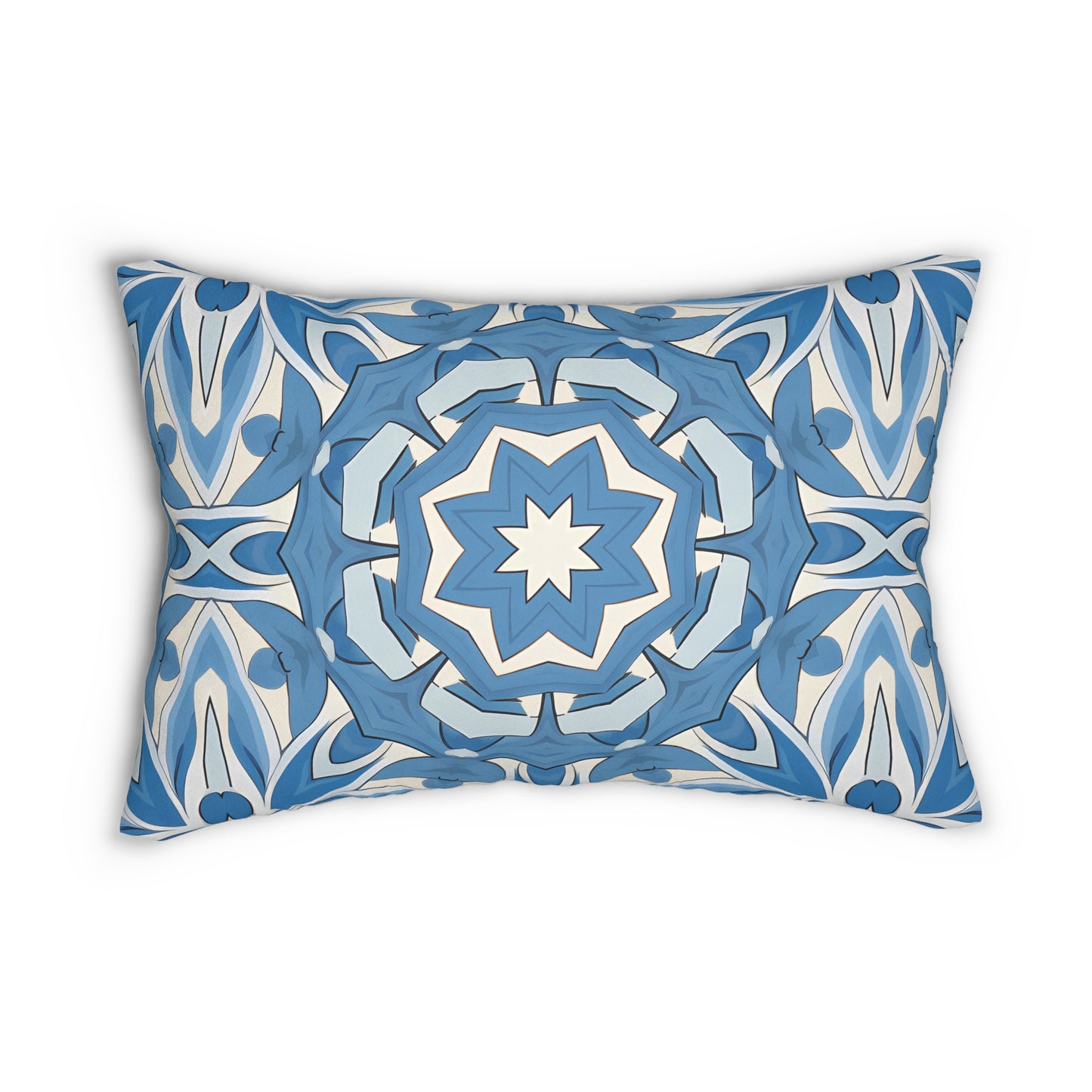 Delft Blue Star Tile Lumbar Pillow - Spun Polyester - Double-Sided Print - Concealed Zipper - 20" x 14"