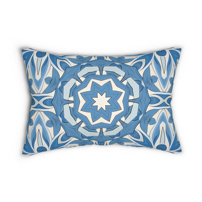 Delft Blue Star Tile Lumbar Pillow - Spun Polyester - Double-Sided Print - Concealed Zipper - 20" x 14"