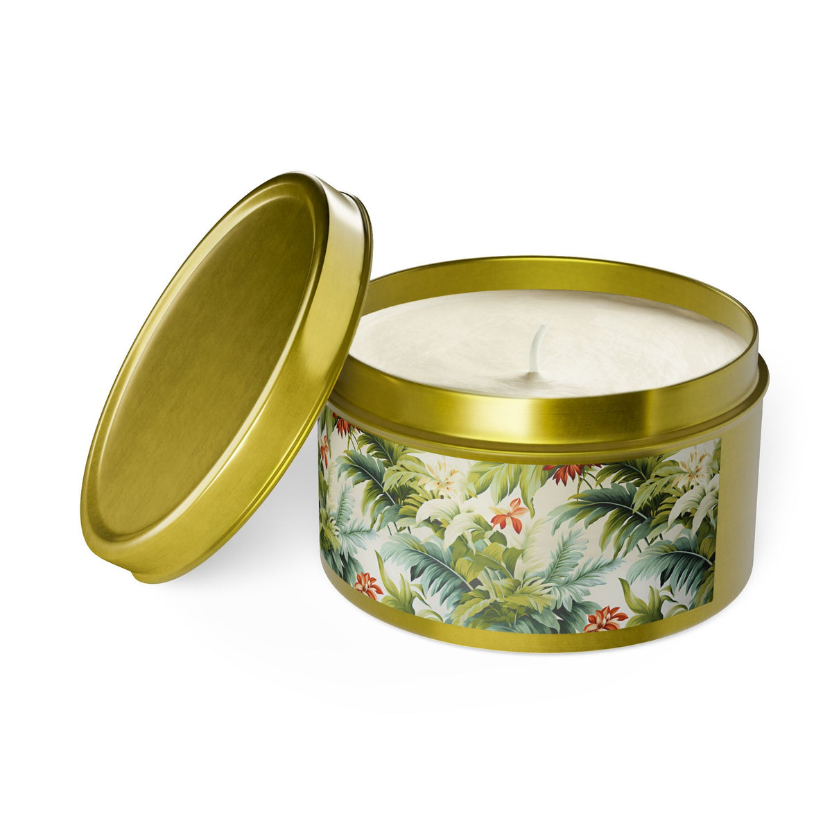 Tropical St. Lucia Palms Tin Candle. Island Serenity To Go. Available in 2 sizes, 3 finishes, and 5 scents.