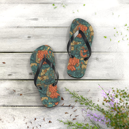 Bohemian Stained Glass Serenity Flip Flops. 5/8" Thick Comfortable Summer or Winter Gym/Sauna Footwear for Men and Women.