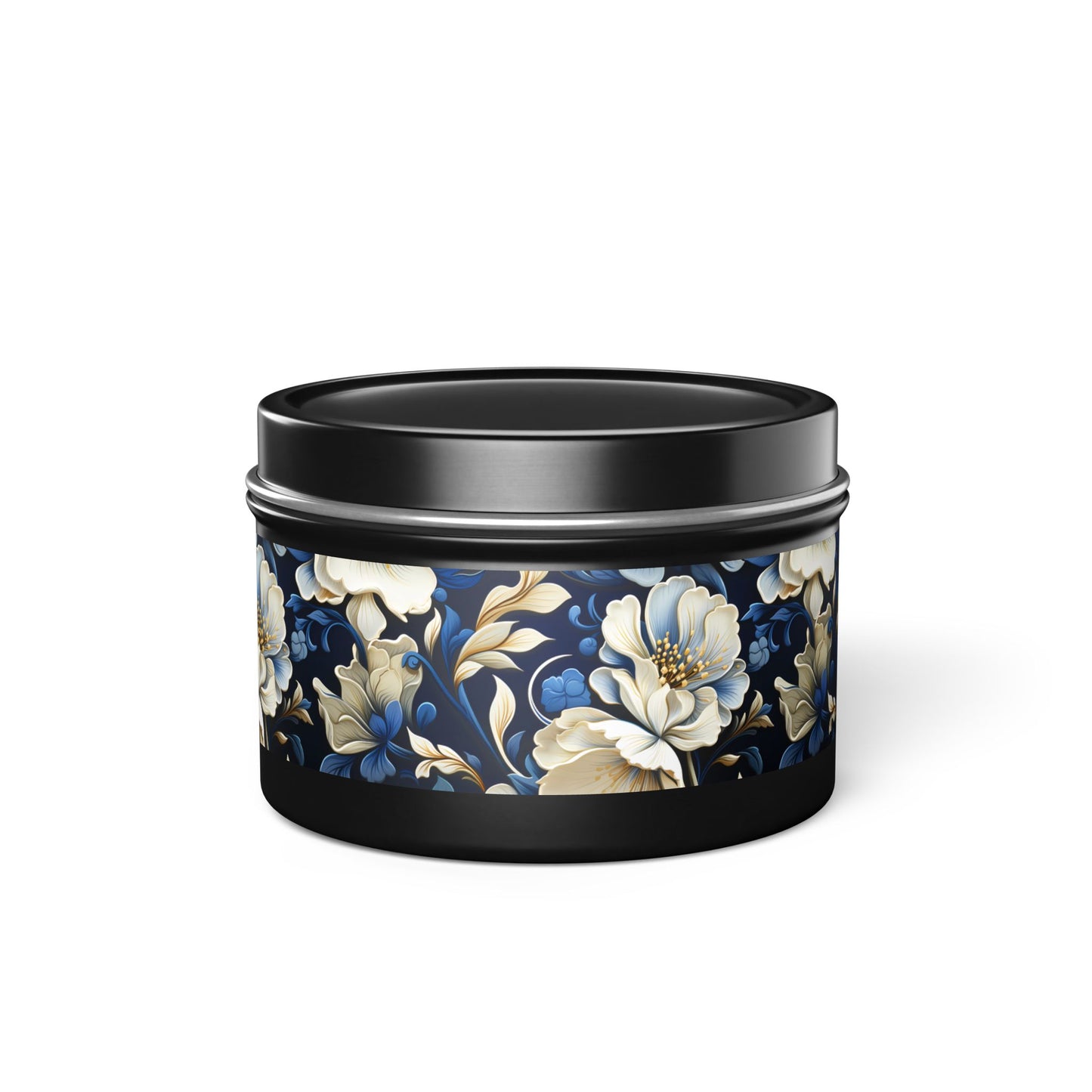 Whitman Floral Tin Candle. A Poet's Garden in a Tin. Available in 2 sizes, 3 finishes, and 5 scents.
