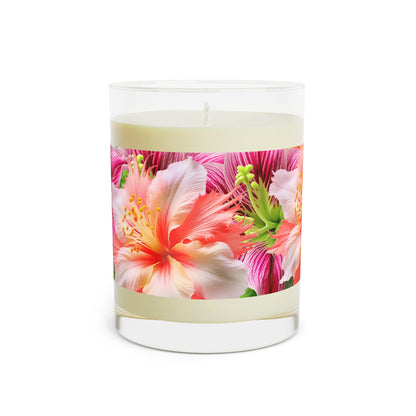 Tropical Hibiscus Bloom 100% Soy Wax Scented Candle - 11 oz. Full-Glass, Phthalate-Free & Lead-Free - Three Fragrance Options