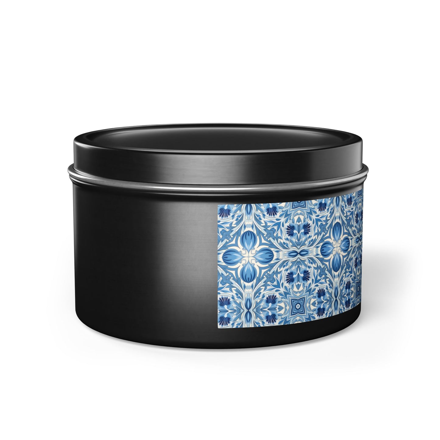 Dutch Blue Tile Tin Candle. Delft Calm, Travel Size. Available in 2 sizes, 3 finishes, and 5 scents.