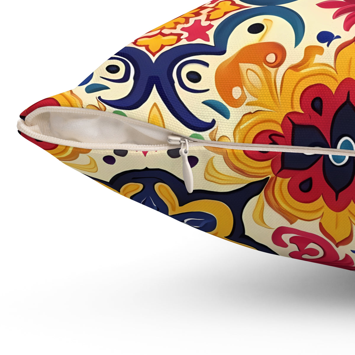 Moorish Mosaic Majesty Square Throw Pillow - Spun Polyester - Double-Sided Print - Concealed Zipper - Available in 7 sizes