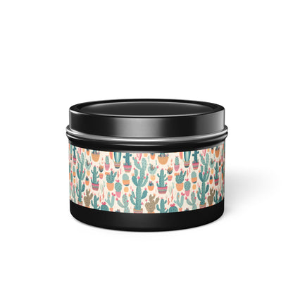 Desert Bloom Boom Tin Candle. Desert Blooms in a Tin. Available in 2 sizes, 3 finishes, and 5 scents.