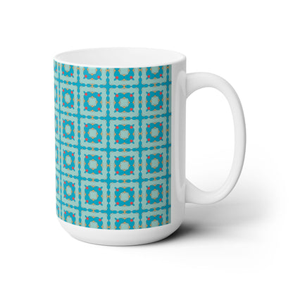 Southwestern Quilt Charm Ceramic Mug - 15 oz - Art on Every Side, Morning Approved.