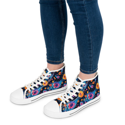 Birth of Celestial Life Ladies' High Top Sneakers - Step into the Cosmos of Style!