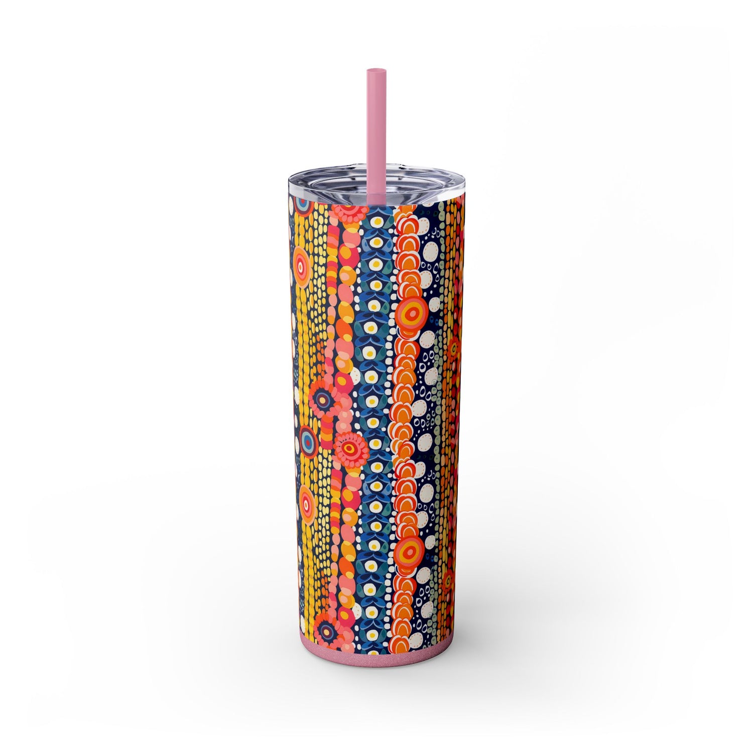 Dotty Delight Skinny Tumbler with Straw - 20 oz. Insulated Stainless Steel - Pop into Color with Every Sip!