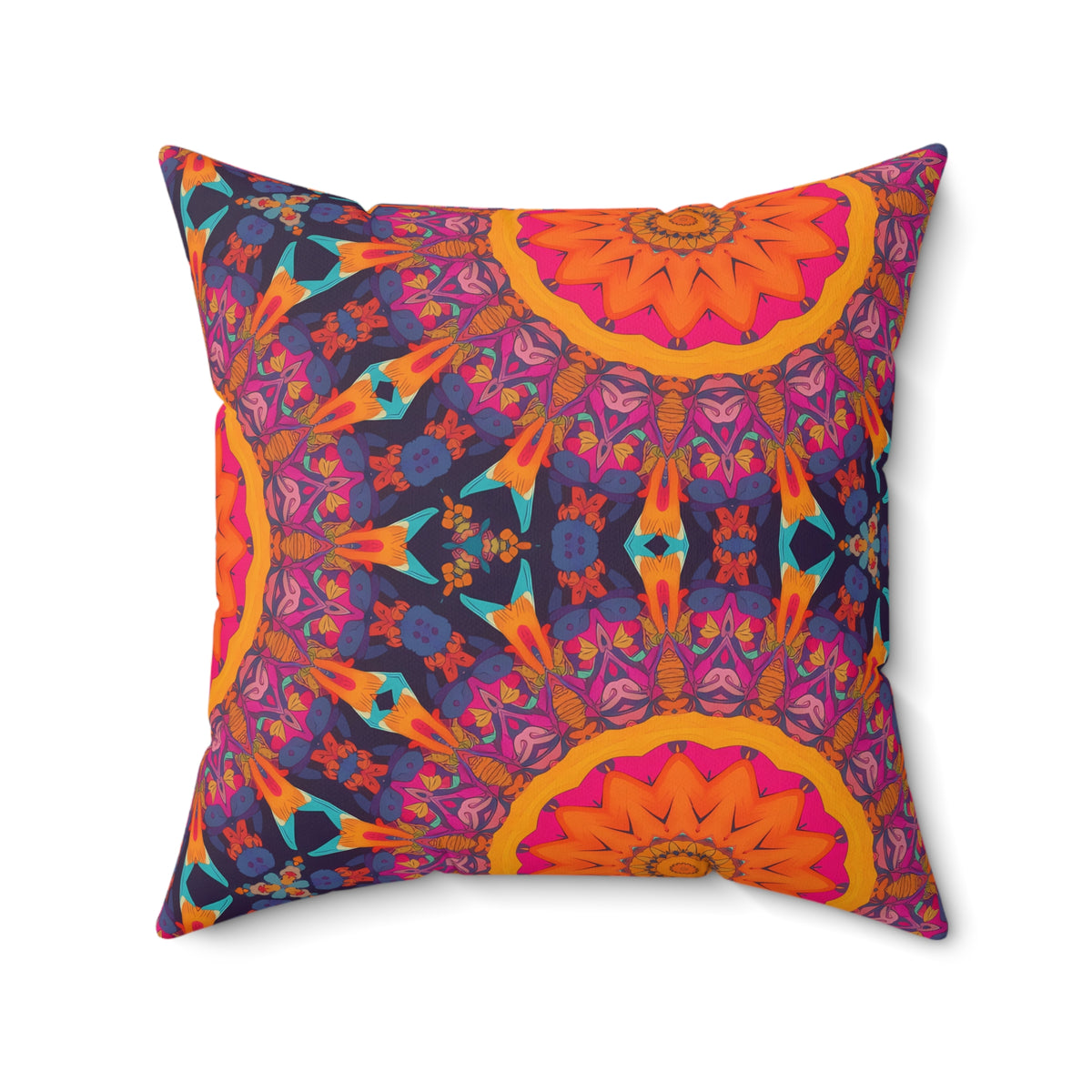 Fiery Mosaic Magic Square Throw Pillow - Spun Polyester - Double-Sided Print - Concealed Zipper - Available in 7 sizes