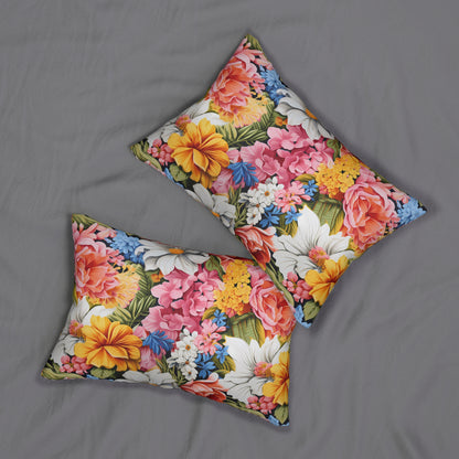 Chic Floral Lumbar Pillow - Spun Polyester - Double-Sided Print - Concealed Zipper - 20 x 14