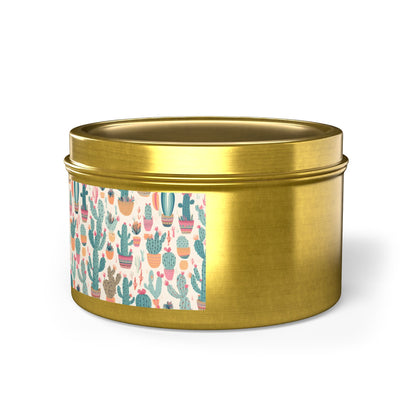 Desert Bloom Boom Tin Candle. Desert Blooms in a Tin. Available in 2 sizes, 3 finishes, and 5 scents.