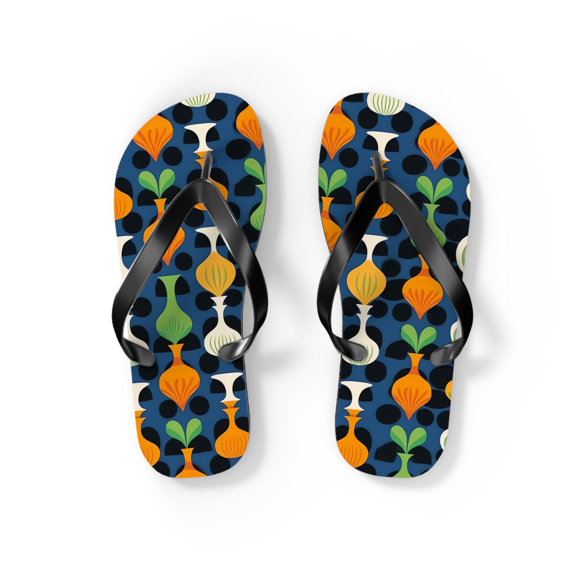 Mod Floating Vases Flip Flops. 5/8" Thick Comfortable Summer or Winter Gym/Sauna Footwear for Men and Women.