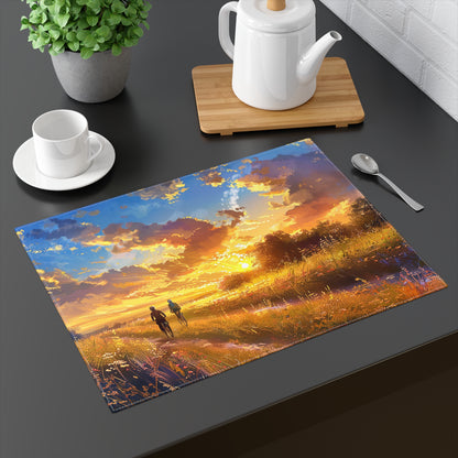 Golden Sunset Ride Placemat - 18" x 14".