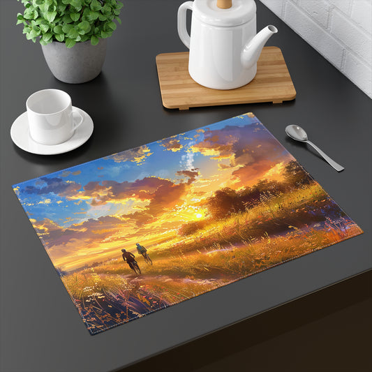 Golden Sunset Ride Placemat - 18" x 14".