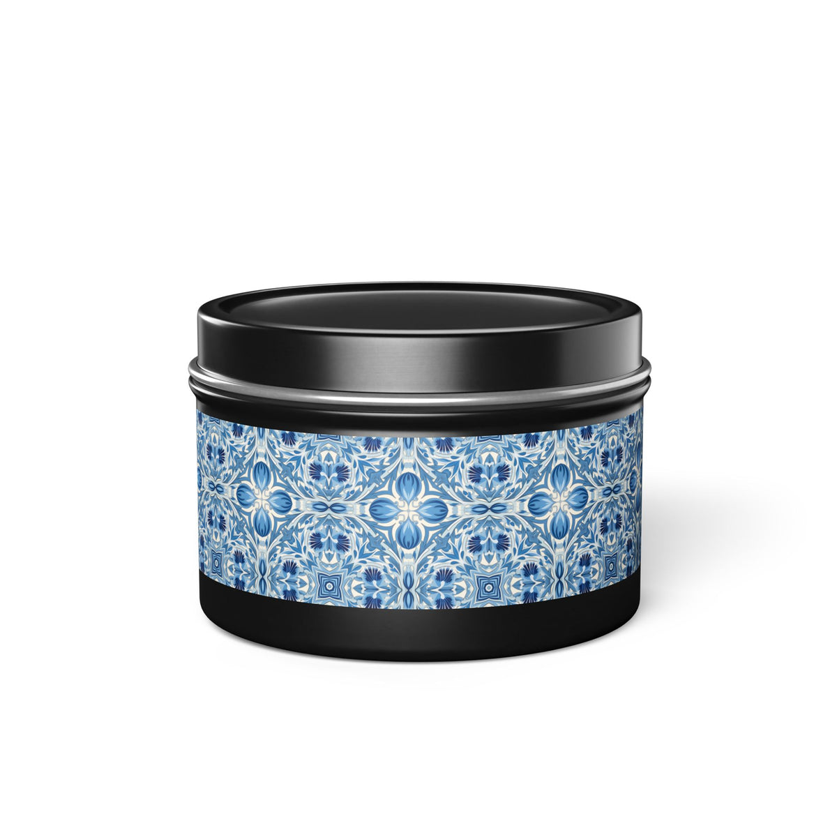 Dutch Blue Tile Tin Candle. Delft Calm, Travel Size. Available in 2 sizes, 3 finishes, and 5 scents.