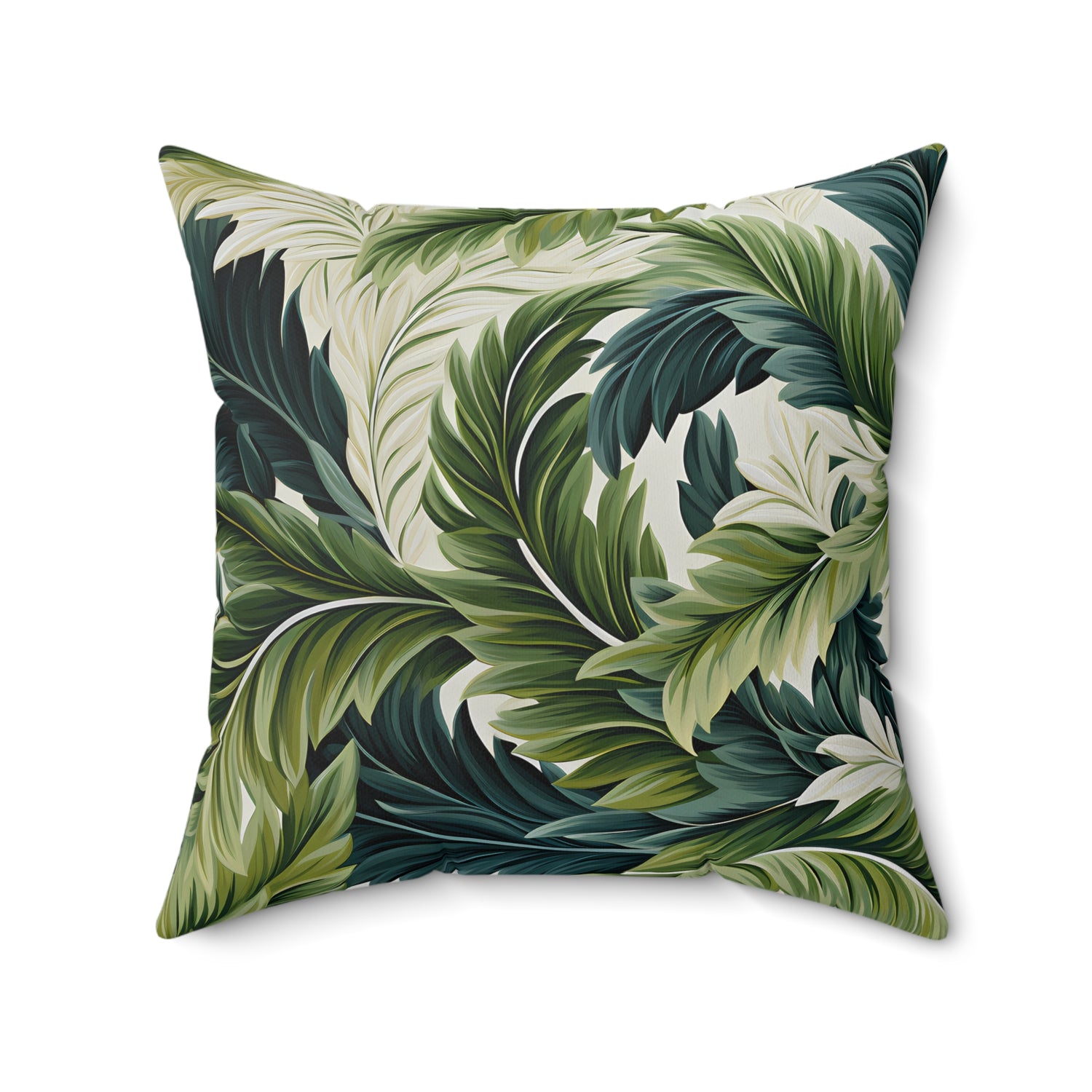 Island Green Ferns Square Throw Pillow - Spun Polyester - Double Sided Print - Concealed Zipper - Available in 4 sizes.