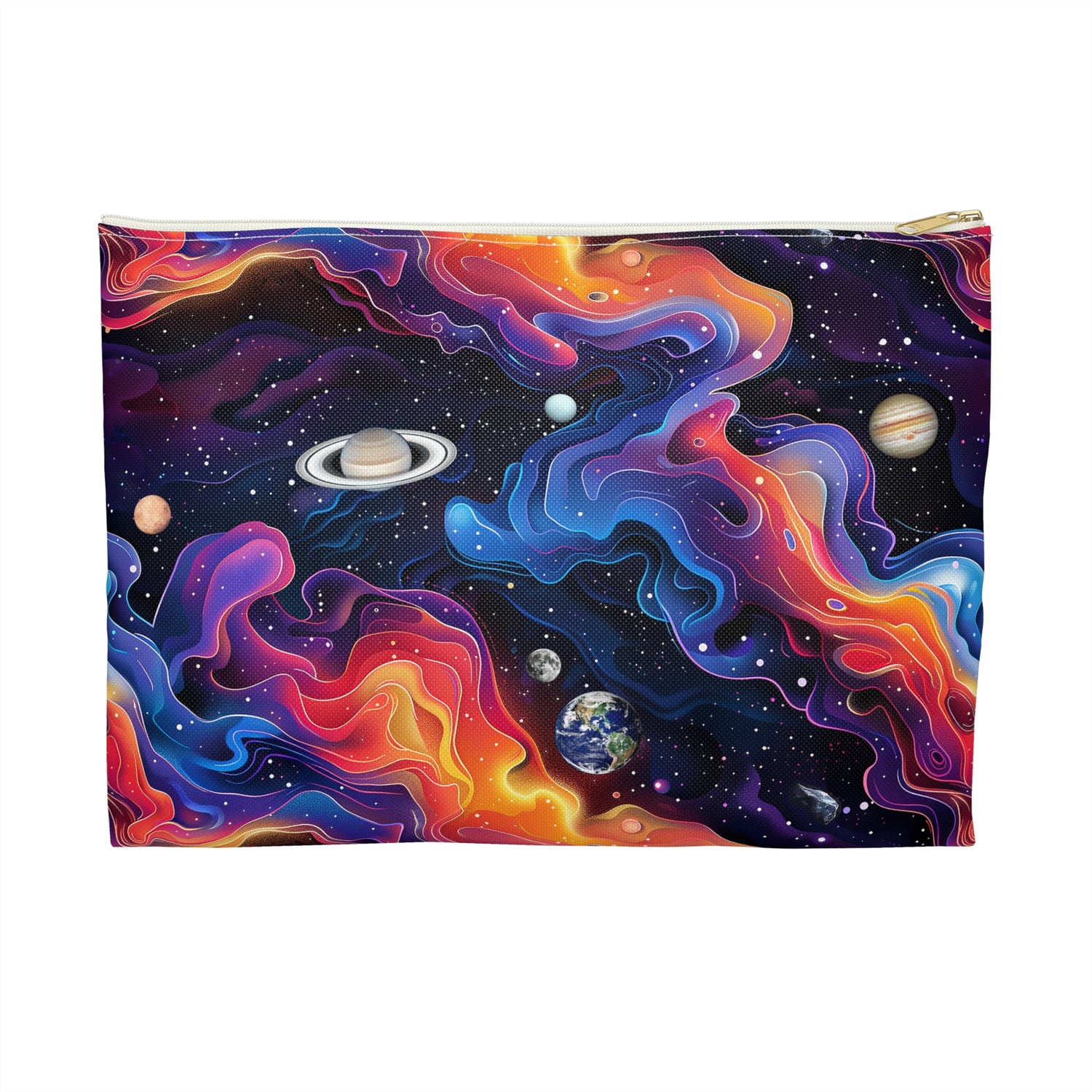 Planetary Solar Flare Accessory Pouch - Embark on a Celestial Journey, One Adventure at a Time! Available in 2 sizes.