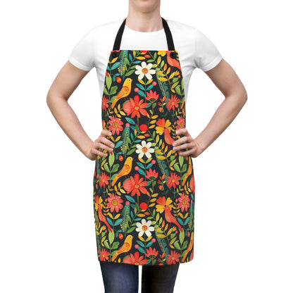 Blooming Bird Wonderland Adult Apron - 100% Polyester - Detachable Adjustable Straps - One Size.