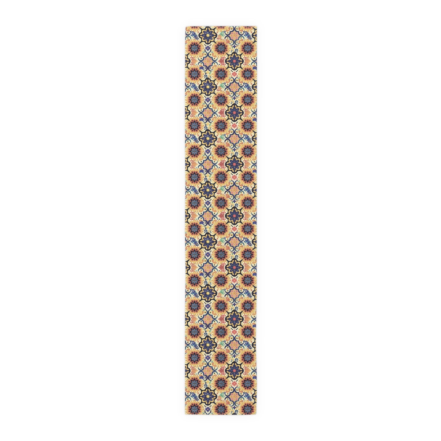 Majorcan Mosaic Splendor Table Runner - Cotton Twill - Available in 2 sizes: 16" x 72" and 16" x 90".