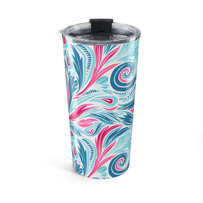 Teal Tide Twirl Insulated Tumbler - 20 oz. Stainless Steel, Glossy Finish
