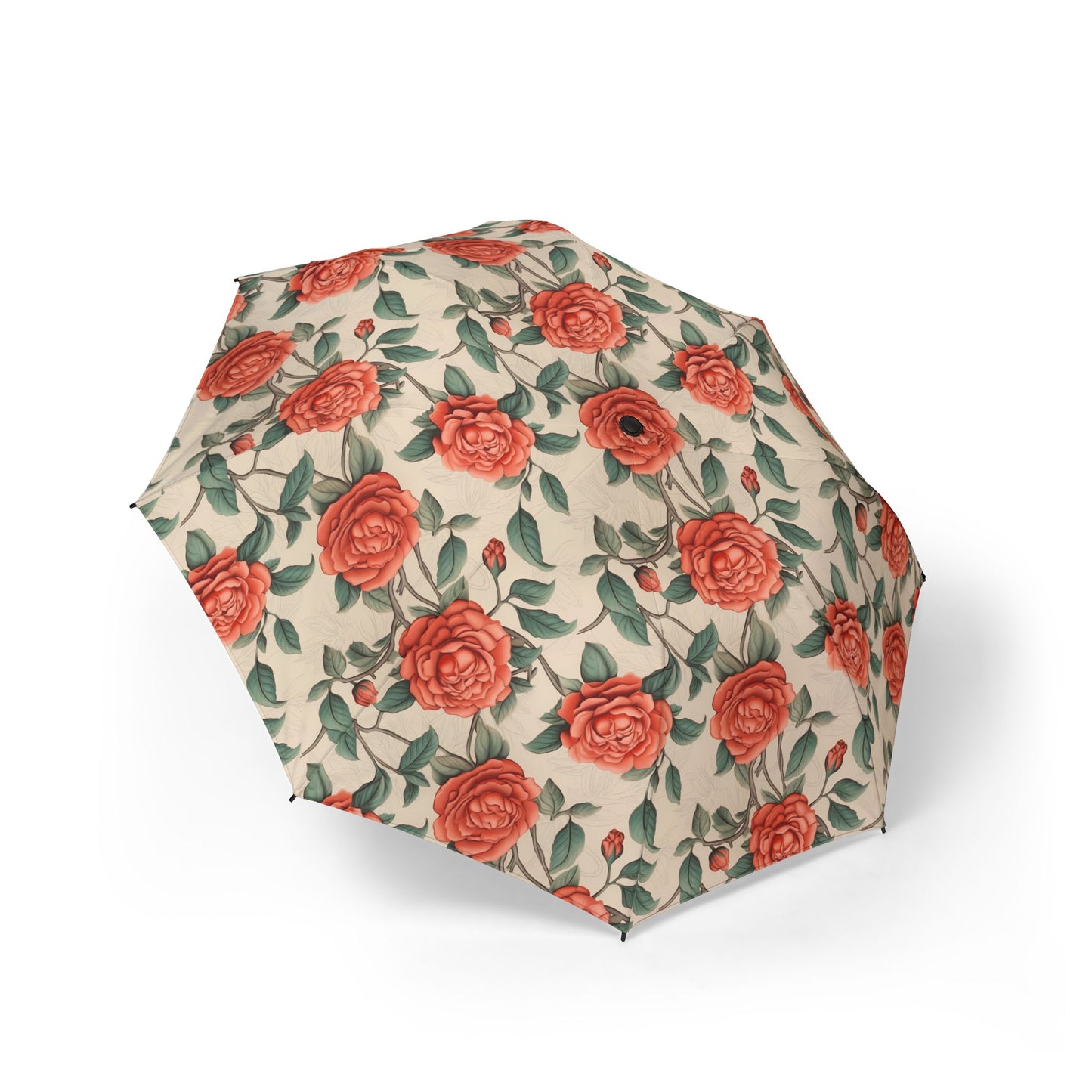 Romantic Rose Foldable Umbrella - Compact Semi-Automatic Travel Umbrella