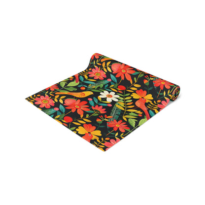 Blooming Bird Wonderland Table Runner - Polyester - Available in 2 sizes: 16" x 72" and 16" x 90".