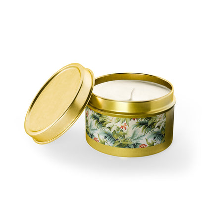 Tropical St. Lucia Palms Tin Candle. Island Serenity To Go. Available in 2 sizes, 3 finishes, and 5 scents.