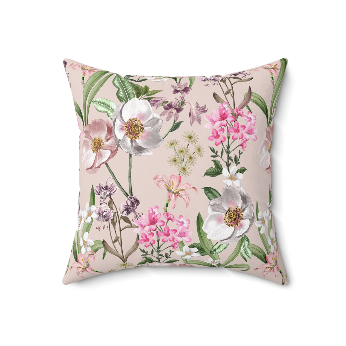 Springtime Bloom Bliss Square Throw Pillow - Spun Polyester - Double-Sided Print - Concealed Zipper - Available in 4 sizes.