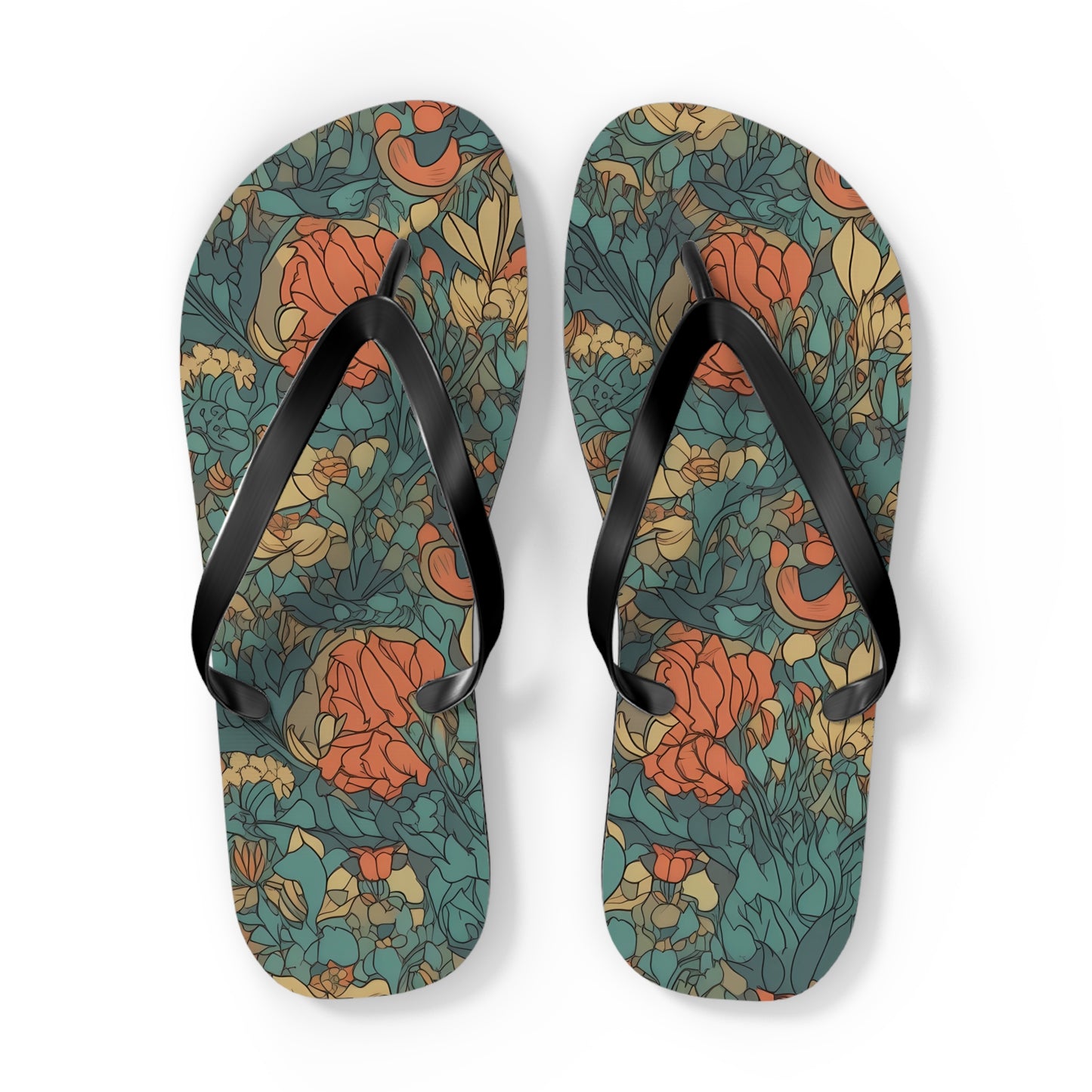 Bohemian Stained Glass Serenity Flip Flops. 5/8" Thick Comfortable Summer or Winter Gym/Sauna Footwear for Men and Women.