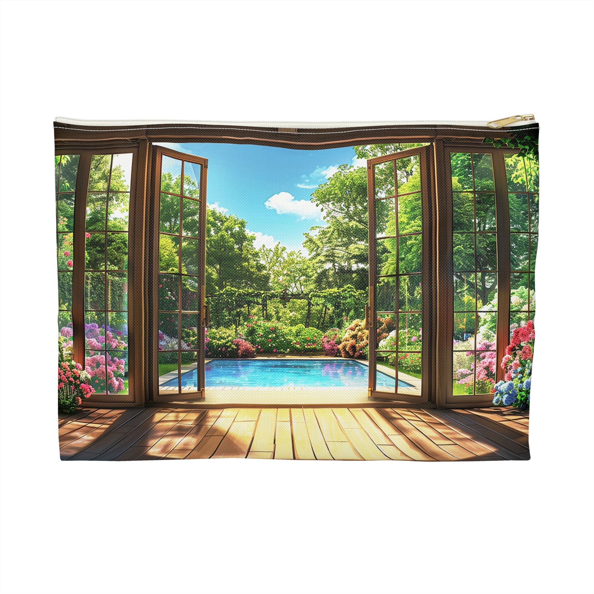 Garden View Retreat Accessory Pouch - Step into Natural Serenity - Wherever You Go! Available in 2 sizes.