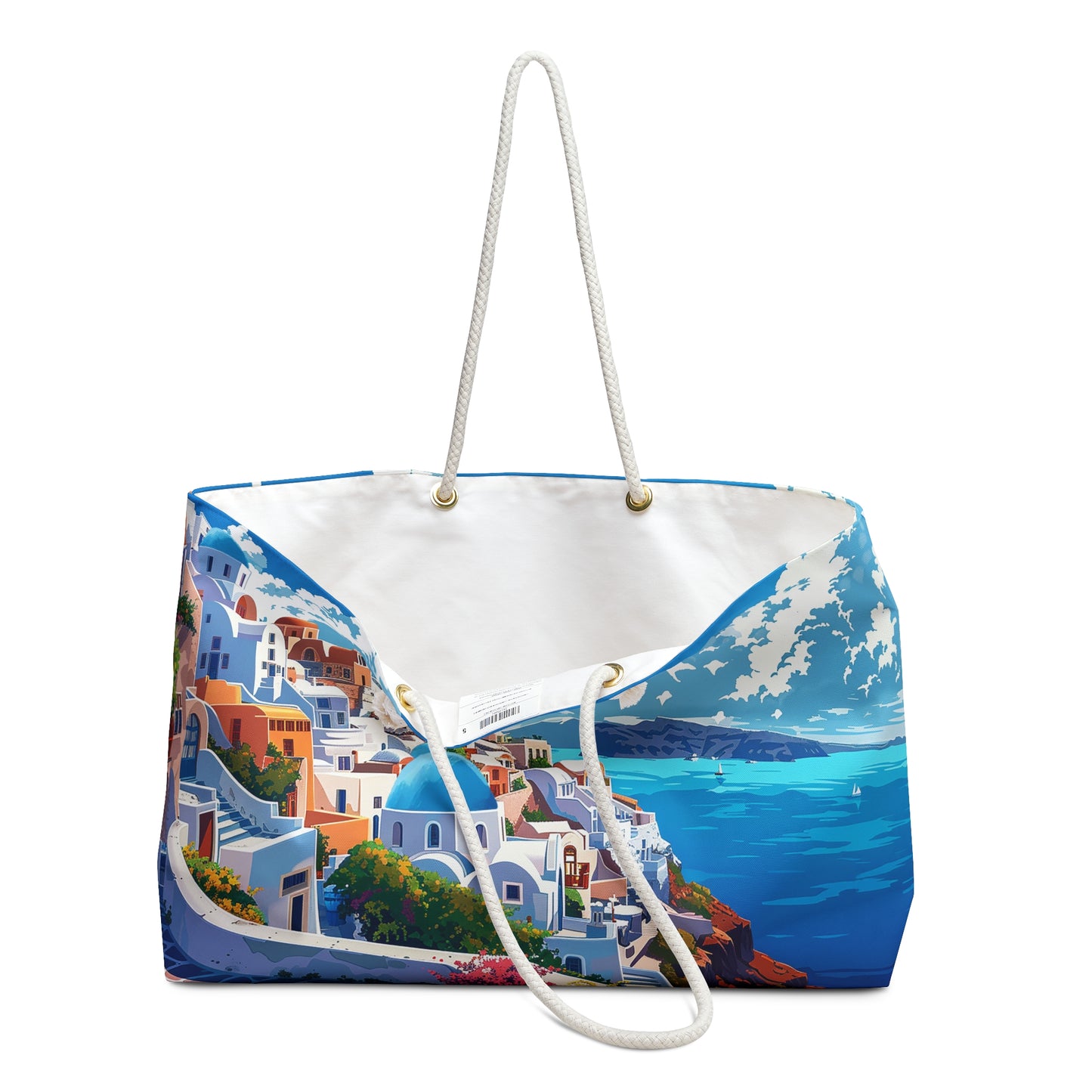 Santorini Serenity Weekender Bag - Carry a Piece of Paradise - Where Every Journey Feels Like a Greek Getaway!