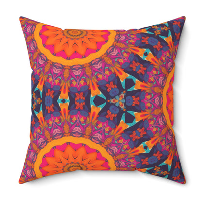 Fiery Mosaic Magic Square Throw Pillow - Spun Polyester - Double-Sided Print - Concealed Zipper - Available in 7 sizes
