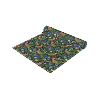 Golden Winged Bird Tapestry Table Runner - Cotton Twill - Available in 2 sizes: 16" x 72" and 16" x 90".