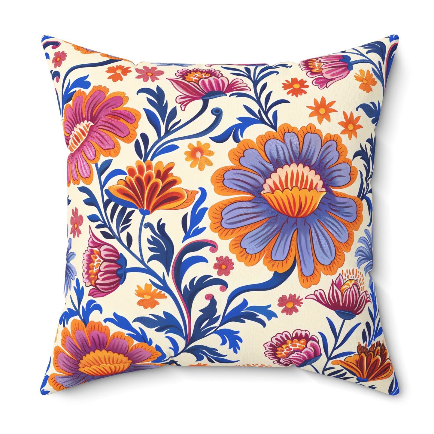 Regal Blossom Square Throw Pillow - Spun Polyester - Double-Sided Print - Concealed Zipper - Available in 7 sizes