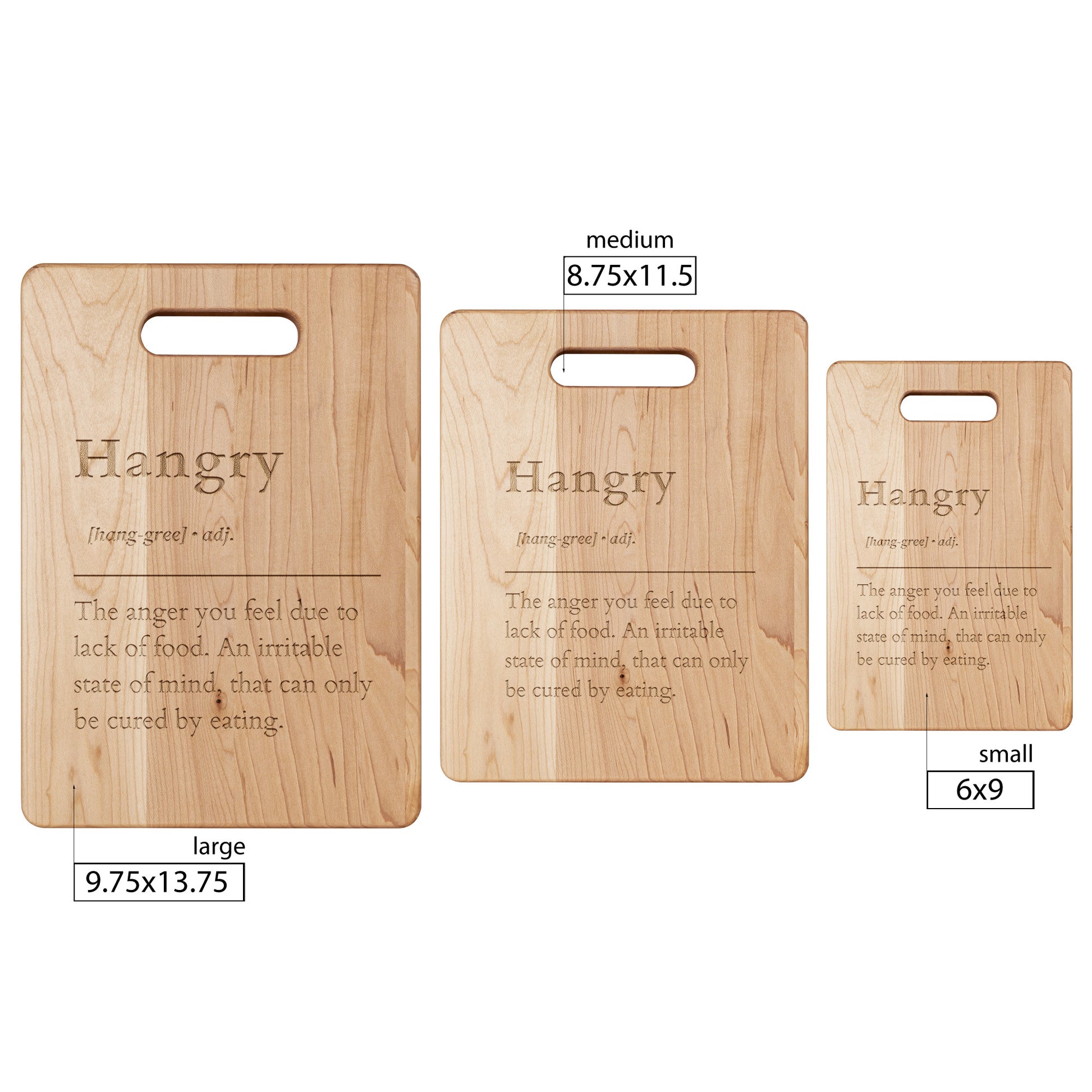 Hangry Maple Cutting Board - Hand-Crafted - Laser-Engraved - Available in 3 sizes.