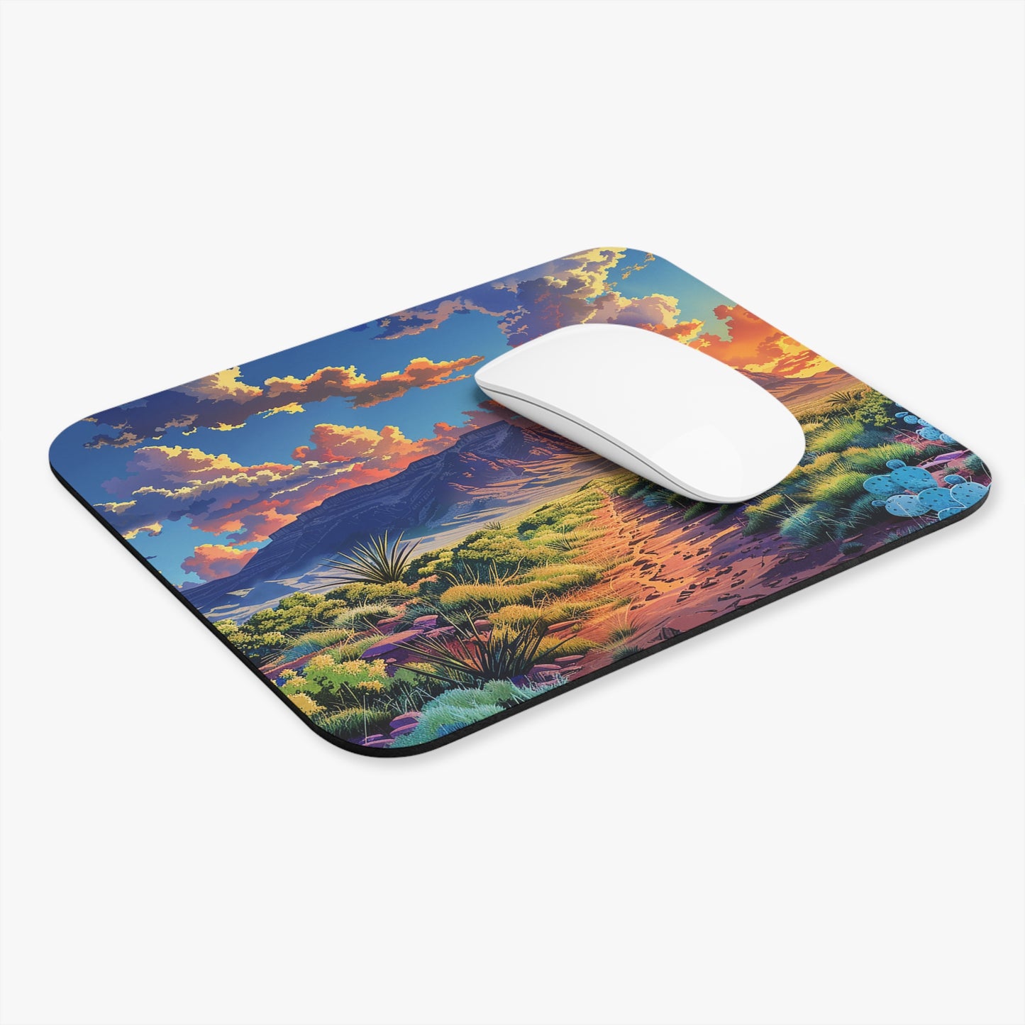 Desert Dusk Journey Mouse Pad - Navigate Your Day with Desert Serenity - Smooth, Scenic Clicks Await!